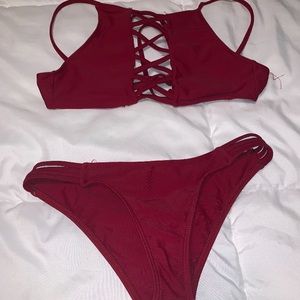 Maroon bathing suit